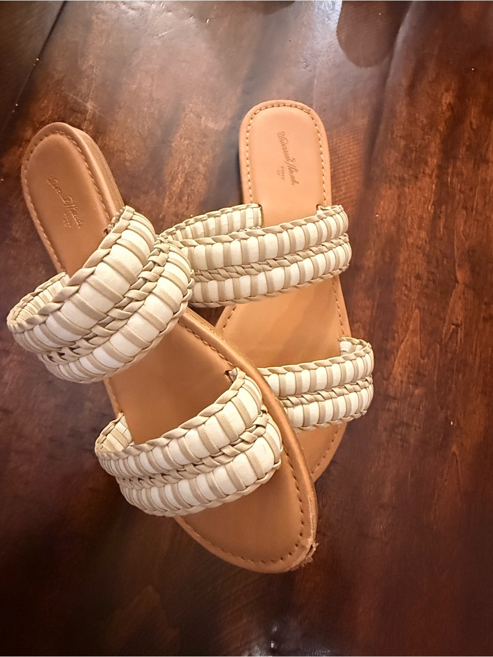 Universal Thread Cream Braided Double-Strap Slide Sandals